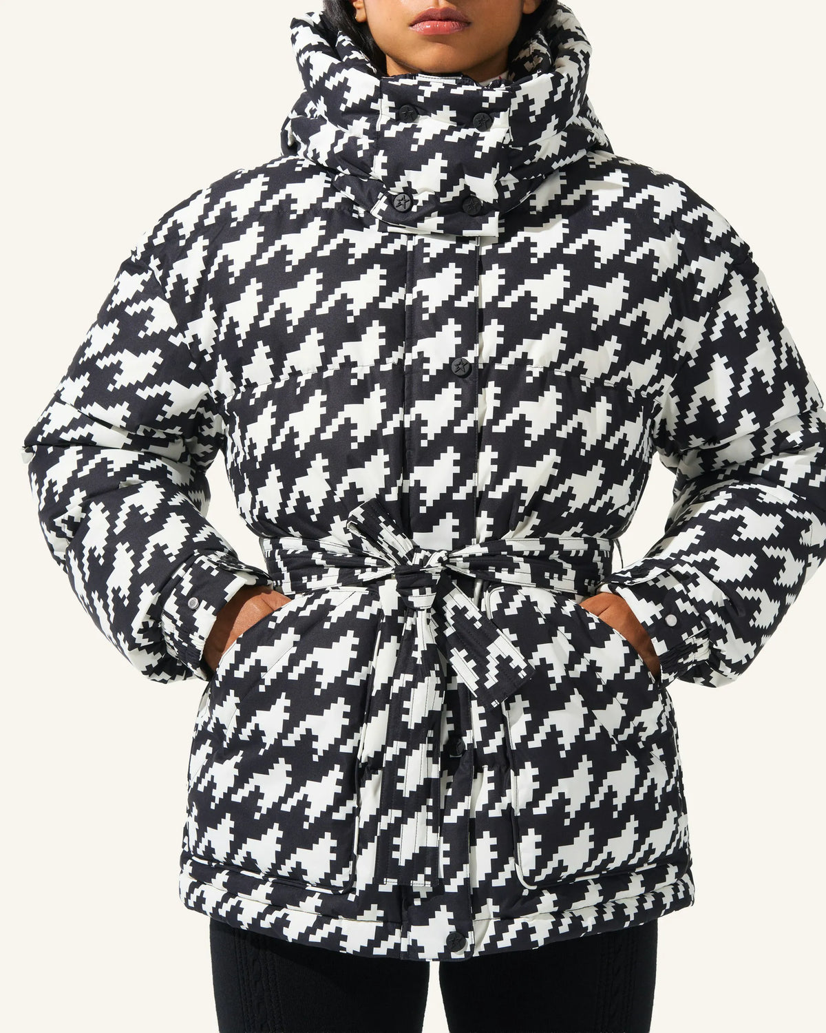 Houndstooth - Black,Snow White